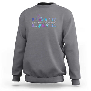 Love Yourself First Suicide Prevention Sweatshirt TS09 Charcoal Print Your Wear