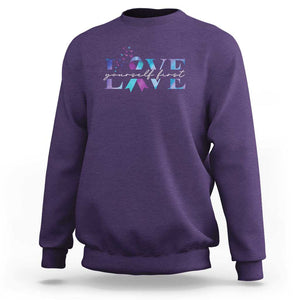 Love Yourself First Suicide Prevention Sweatshirt TS09 Purple Print Your Wear