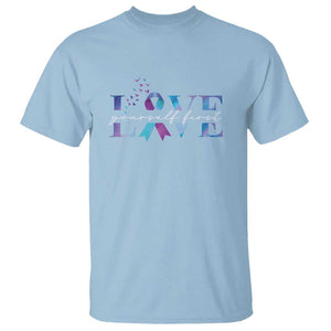 Love Yourself First Suicide Prevention T Shirt TS09 Light Blue Print Your Wear