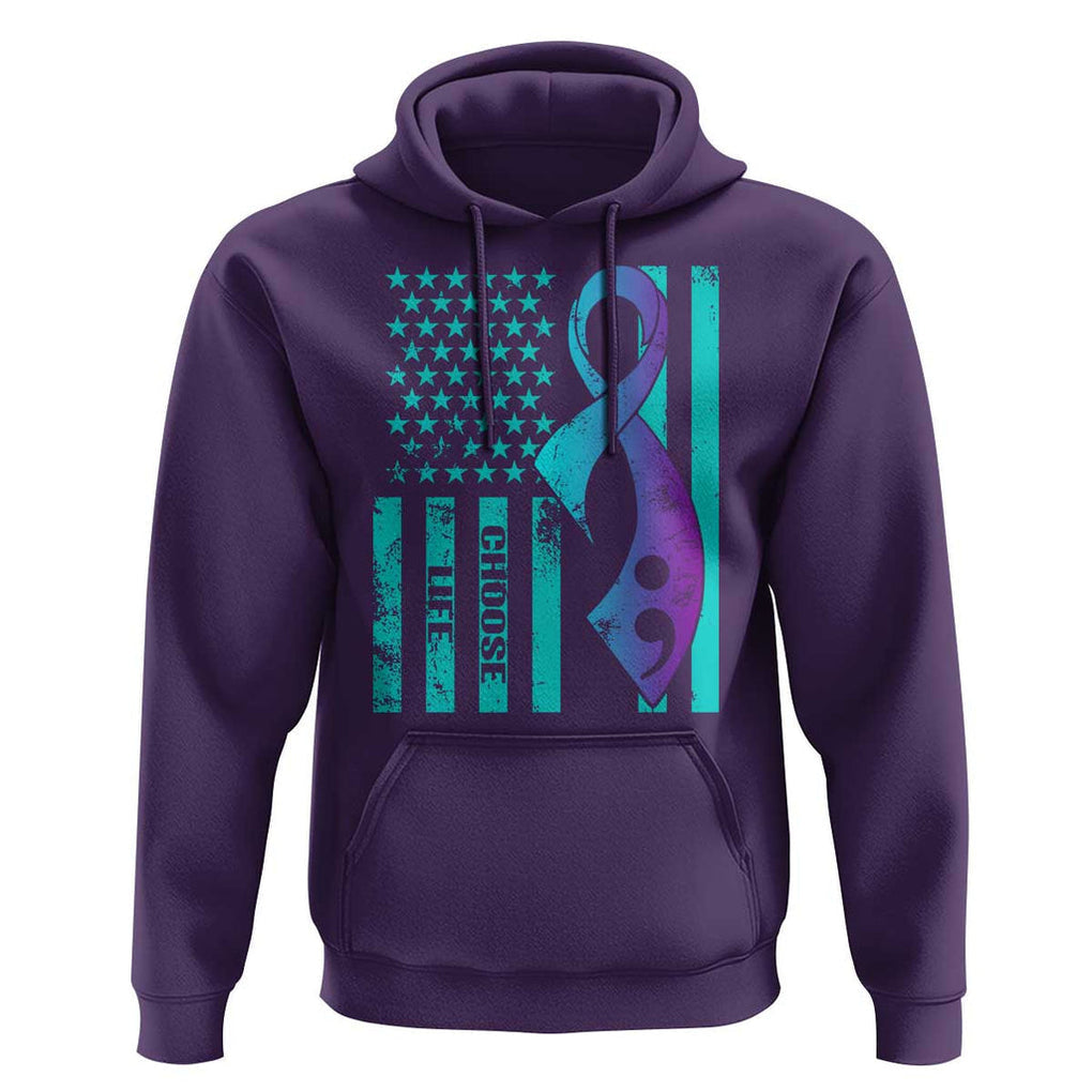 Suicide Prevention Hoodie Choose Life American Flag TS09 Purple Print Your Wear