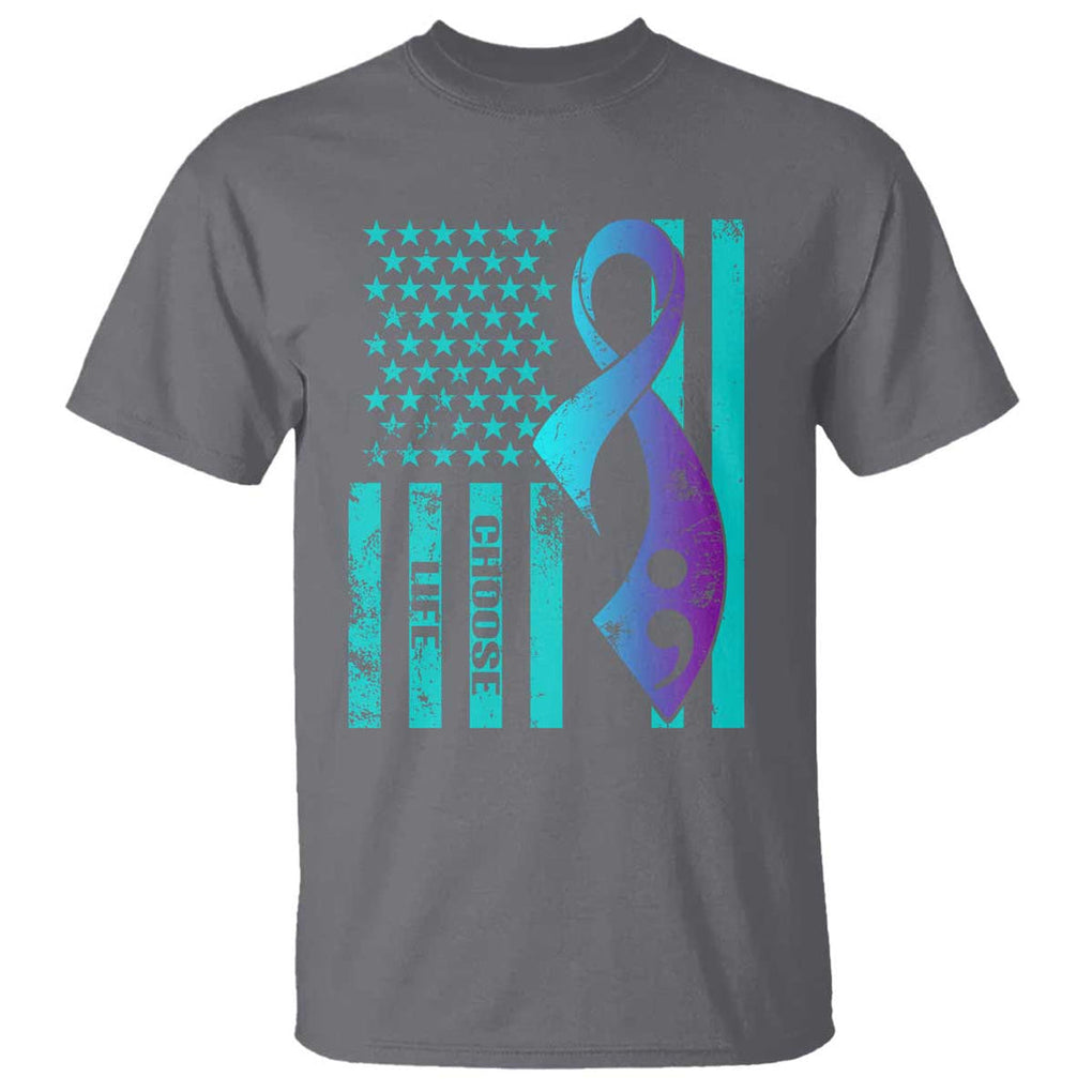 Suicide Prevention T Shirt Choose Life American Flag TS09 Charcoal Print Your Wear