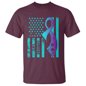 Suicide Prevention T Shirt Choose Life American Flag TS09 Maroon Print Your Wear