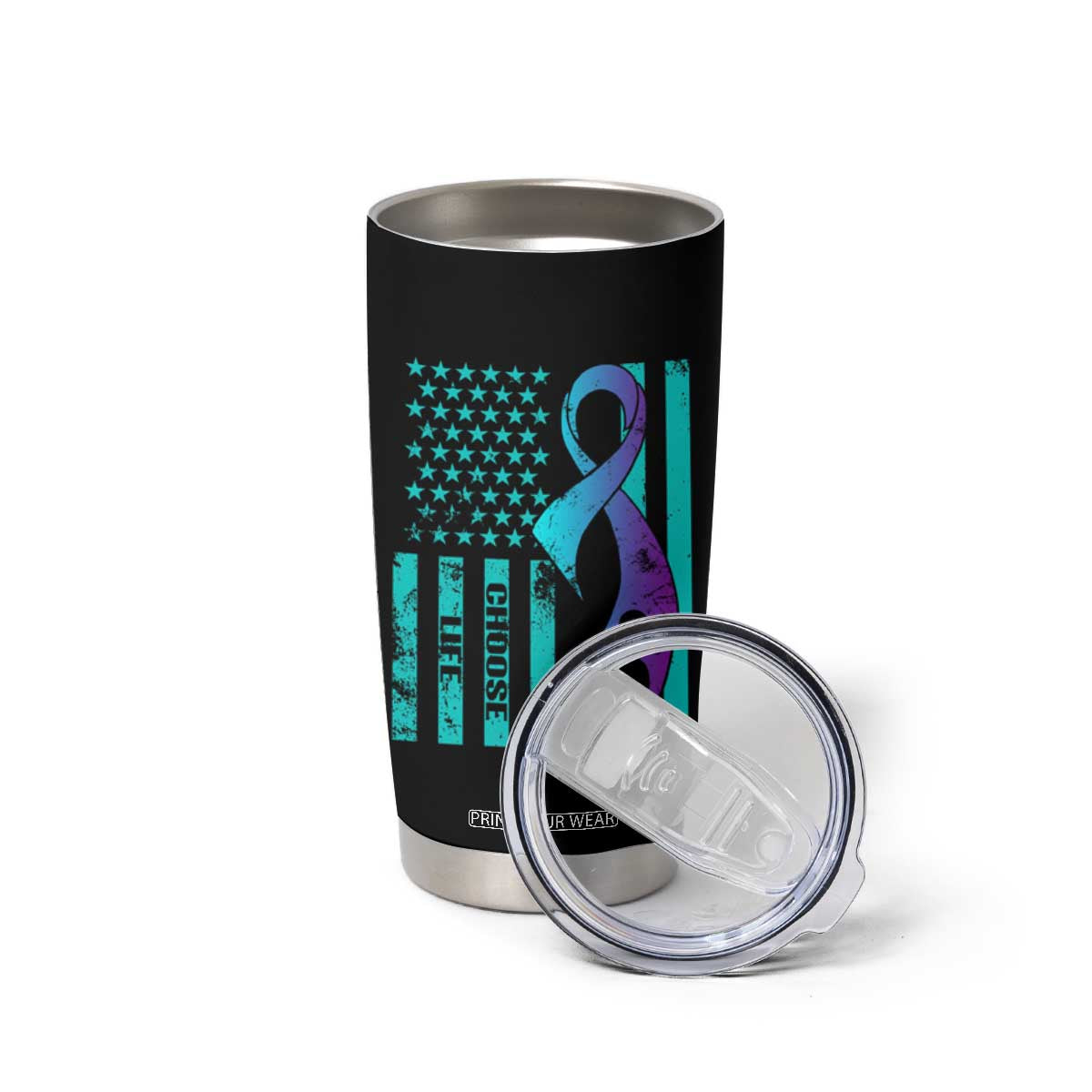 Suicide Prevention Tumbler Cup Choose Life American Flag TS09 Print Your Wear