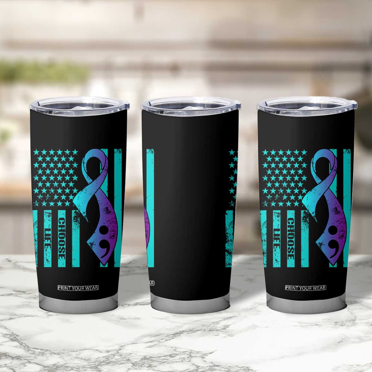 Suicide Prevention Tumbler Cup Choose Life American Flag TS09 Print Your Wear