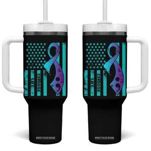 Suicide Prevention Tumbler With Handle Choose Life American Flag TS09 One Size: 40 oz Black Print Your Wear