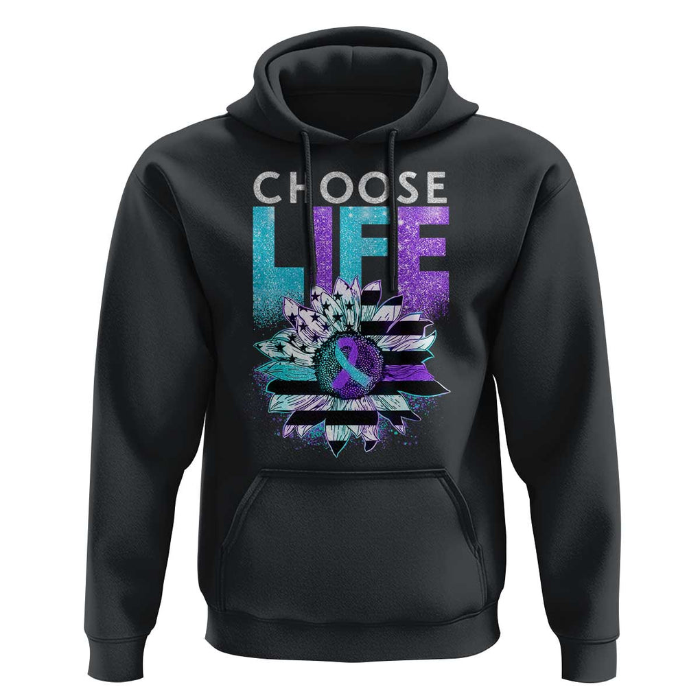 Suicide Prevention Hoodie Choose Life Sunflower American Flag TS09 Black Print Your Wear