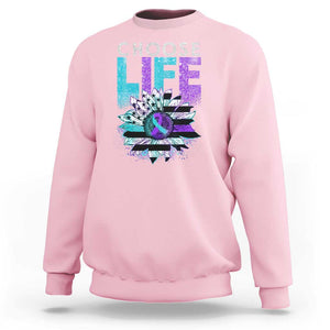 Suicide Prevention Sweatshirt Choose Life Sunflower American Flag TS09 Light Pink Print Your Wear