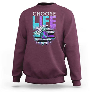 Suicide Prevention Sweatshirt Choose Life Sunflower American Flag TS09 Maroon Print Your Wear