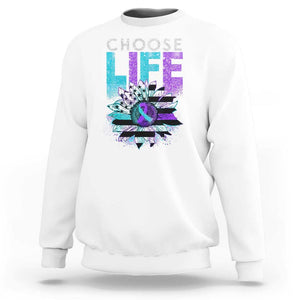 Suicide Prevention Sweatshirt Choose Life Sunflower American Flag TS09 White Print Your Wear