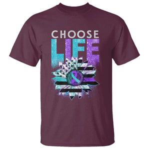 Suicide Prevention T Shirt Choose Life Sunflower American Flag TS09 Maroon Print Your Wear