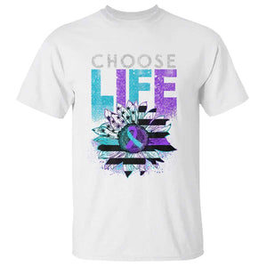 Suicide Prevention T Shirt Choose Life Sunflower American Flag TS09 White Print Your Wear