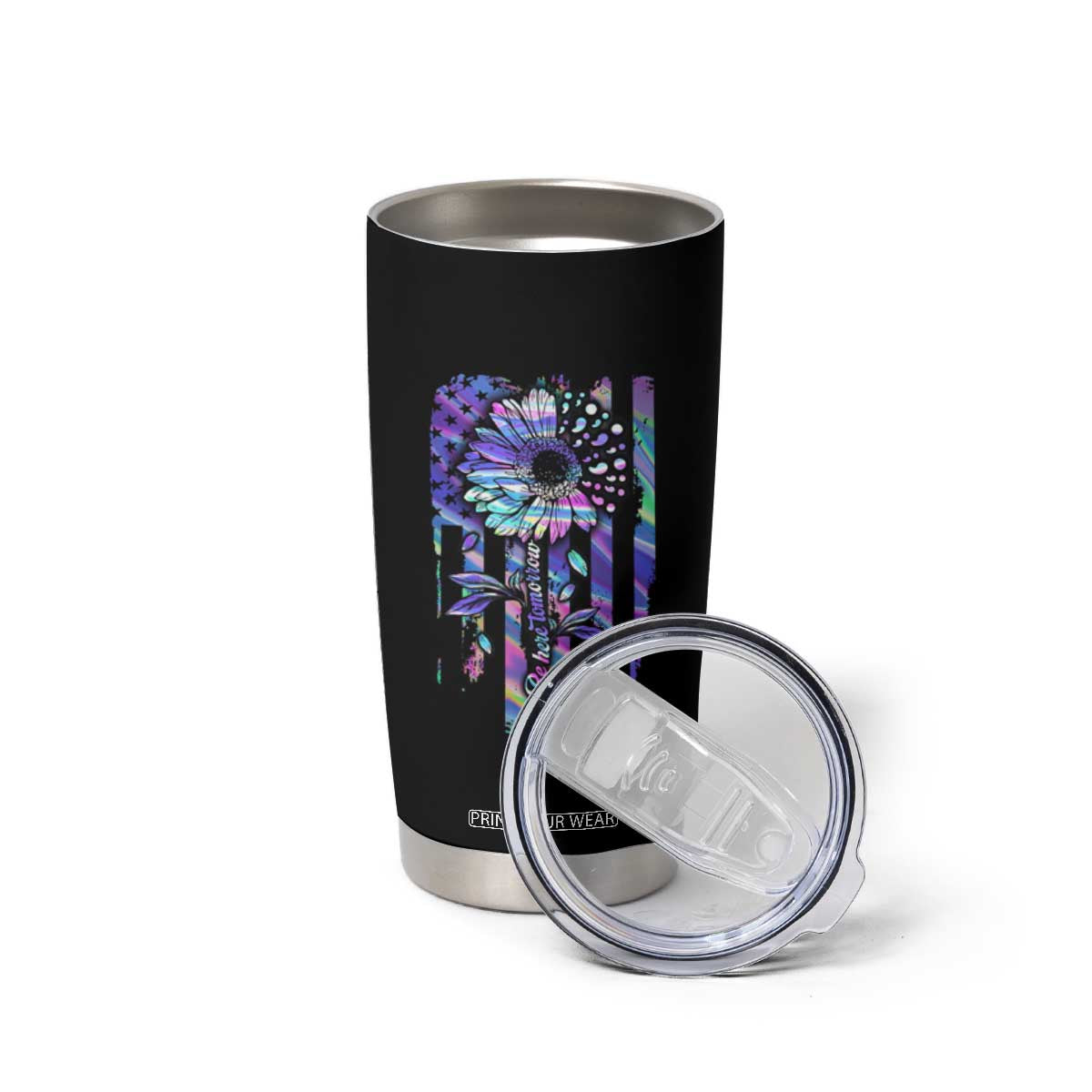 Suicide Prevention Tumbler Cup Be Here Tomorrow Semicolon Sunflower American Flag TS09 Print Your Wear