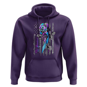 Suicide Prevention Hoodie Warrior Rose American Flag TS09 Purple Print Your Wear