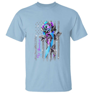 Suicide Prevention T Shirt Warrior Rose American Flag TS09 Light Blue Print Your Wear