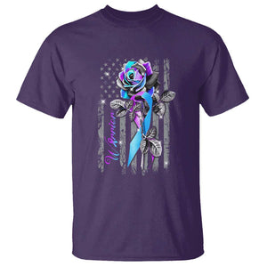 Suicide Prevention T Shirt Warrior Rose American Flag TS09 Purple Print Your Wear