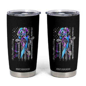Suicide Prevention Tumbler Cup Warrior Rose American Flag TS09 Black Print Your Wear