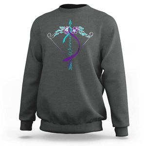 Suicide Prevention Arrow Warrior Sweatshirt TS09 Dark Heather Print Your Wear