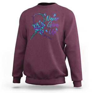 Suicide Prevention Roses Ribbon Never Give Up Sweatshirt TS09 Maroon Print Your Wear