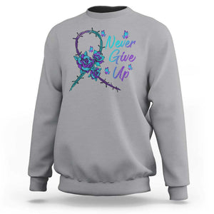 Suicide Prevention Roses Ribbon Never Give Up Sweatshirt TS09 Sport Gray Print Your Wear