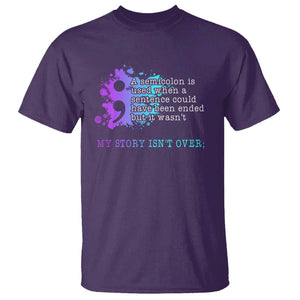 Semicolon Suicide Prevention T Shirt My Story Is Not Over TS09 Purple Print Your Wear