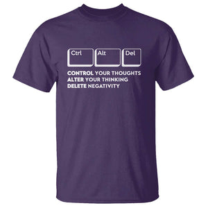 Ctrl Alt Del Suicide Prevention T Shirt Control Your Thoughts Alter Your Thinking Delete Negativity TS09 Purple Print Your Wear