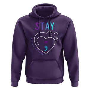 Suicide Prevention Cat Lover Hoodie You Are Not Alone Cute Cats Stay Semicolon TS09 Purple Print Your Wear