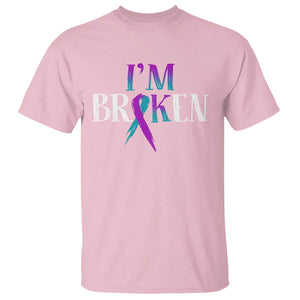 Suicide Prevention T Shirt I'm Ok Broken Teal And Purple Ribbon TS09 Light Pink Print Your Wear