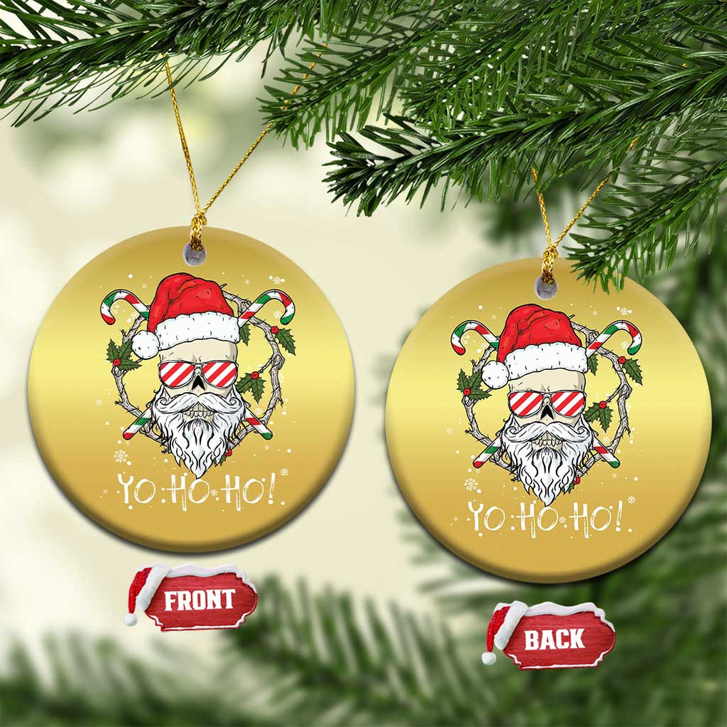 Cool Santa Christmas Ornament Yo Ho Ho Skull Beard Sunglass TS09 Circle Gold Print Your Wear