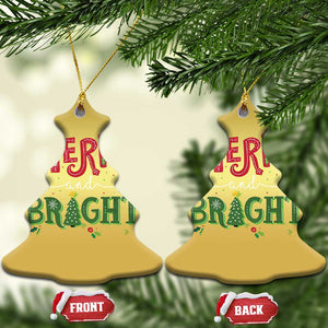 Merry And Bright Christmas Tree Xmas Holiday Christmas Ornament TS09 Christmas Tree Gold Print Your Wear