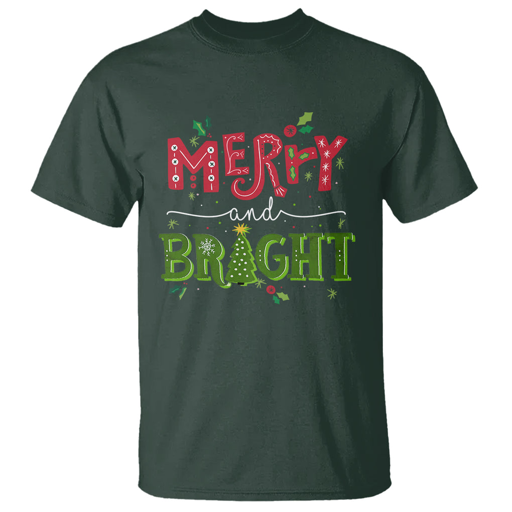 Merry And Bright Christmas Tree Xmas Holiday T Shirt TS09 Printyourwear