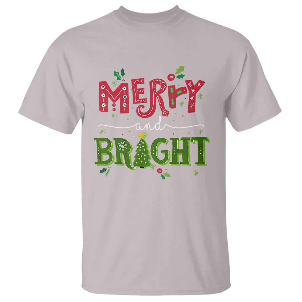 Merry And Bright Christmas Tree Xmas Holiday T Shirt TS09 Printyourwear