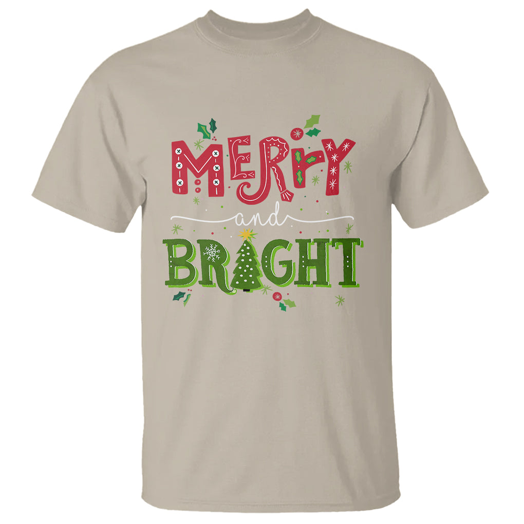 Merry And Bright Christmas Tree Xmas Holiday T Shirt TS09 Printyourwear