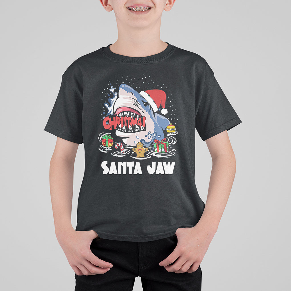 Santa Jaws Shark Christmas At The Beach T Shirt For Kid TS09 Military Green Printyourwear