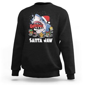 Santa Jaws Shark Christmas At The Beach Sweatshirt TS09 Military Green Printyourwear