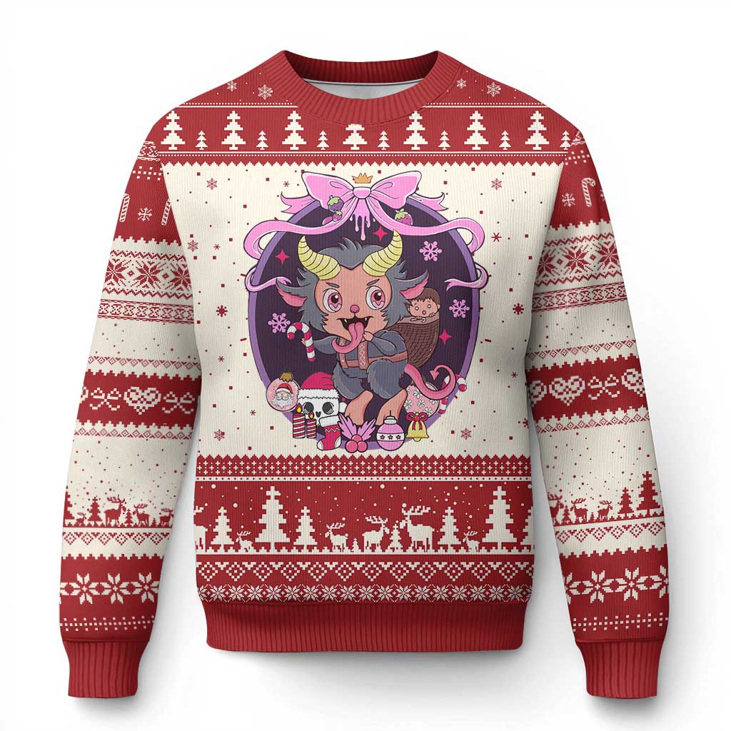 Christmas Kawaii Pastel Krampus Ugly Christmas Sweater TS09 Red Print Your Wear