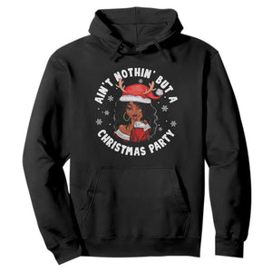 African American Santa Ain't Nothin' But A Christmas Party Hoodie TS09 Black Printyourwear