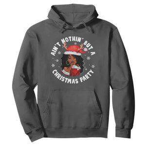 African American Santa Ain't Nothin' But A Christmas Party Hoodie TS09 Dark Heather Printyourwear