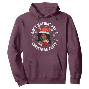 African American Santa Ain't Nothin' But A Christmas Party Hoodie TS09 Maroon Printyourwear