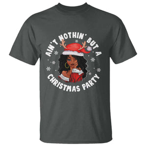 African American Santa Ain't Nothin' But A Christmas Party T Shirt TS09 Dark Heather Printyourwear