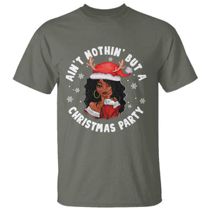 African American Santa Ain't Nothin' But A Christmas Party T Shirt TS09 Military Green Printyourwear