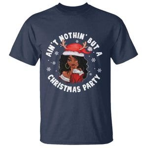 African American Santa Ain't Nothin' But A Christmas Party T Shirt TS09 Navy Printyourwear