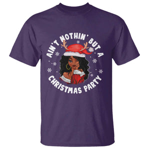 African American Santa Ain't Nothin' But A Christmas Party T Shirt TS09 Purple Printyourwear