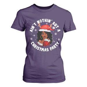 African American Santa Ain't Nothin' But A Christmas Party T Shirt For Women TS09 Purple Printyourwear