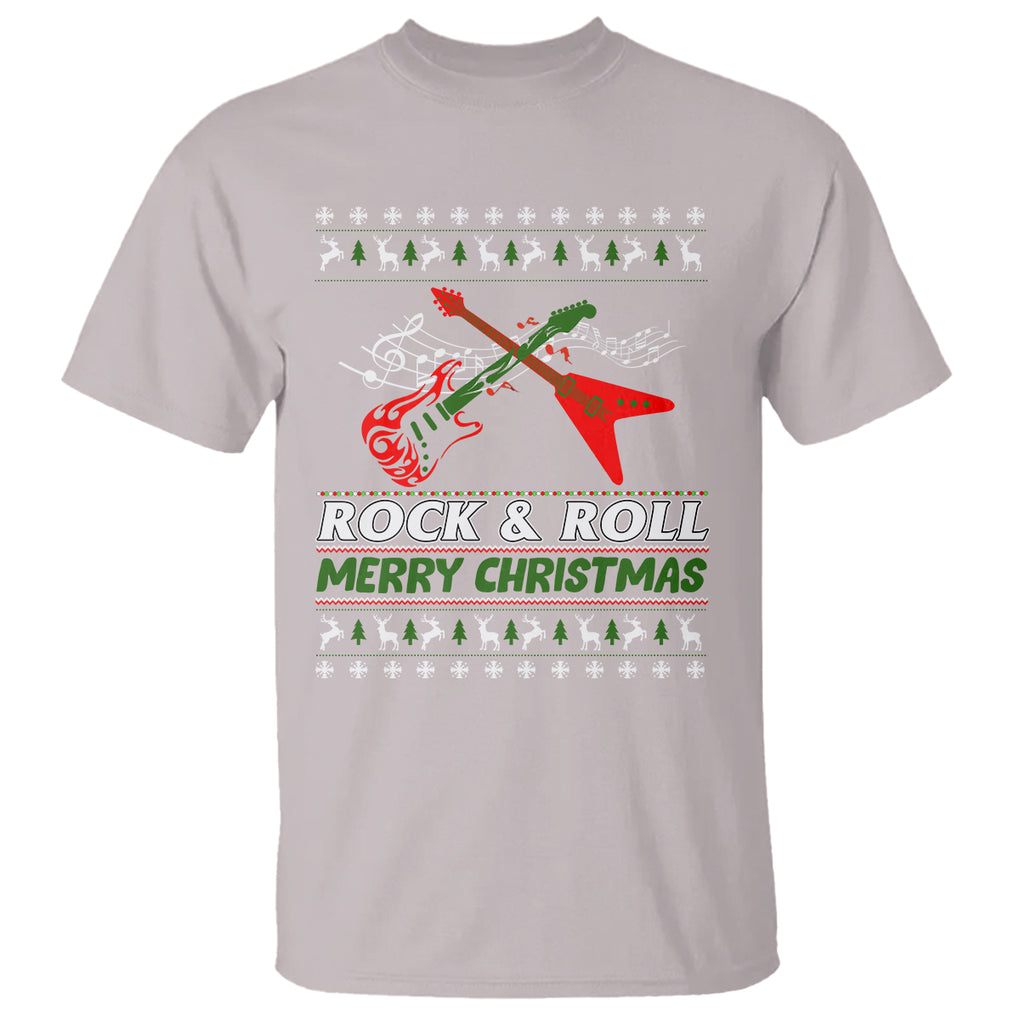 Rock And Roll Merry Christmas Electric Guitar T Shirt TS09 Printyourwear