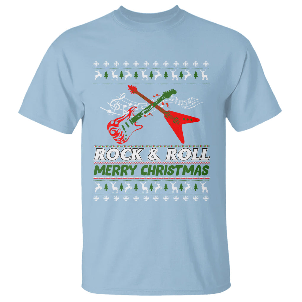 Rock And Roll Merry Christmas Electric Guitar T Shirt TS09 Printyourwear