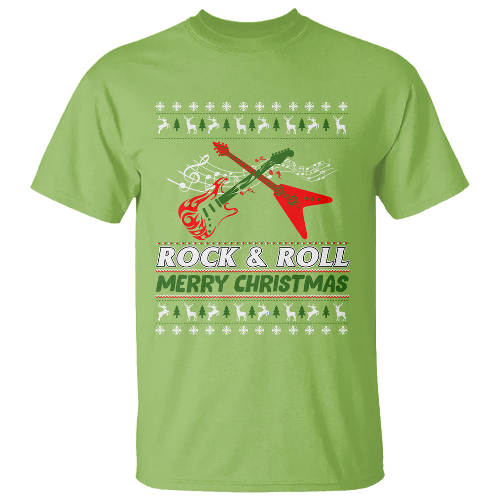 Rock And Roll Merry Christmas Electric Guitar T Shirt TS09 Printyourwear