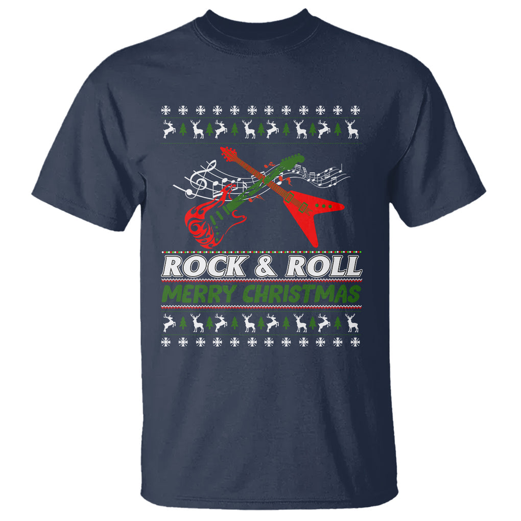 Rock And Roll Merry Christmas Electric Guitar T Shirt TS09 Printyourwear