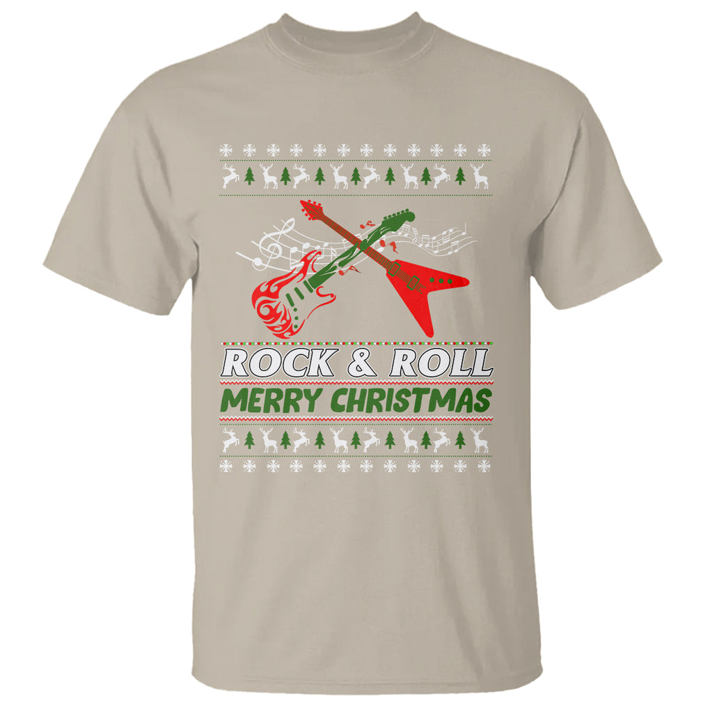 Rock And Roll Merry Christmas Electric Guitar T Shirt TS09 Printyourwear