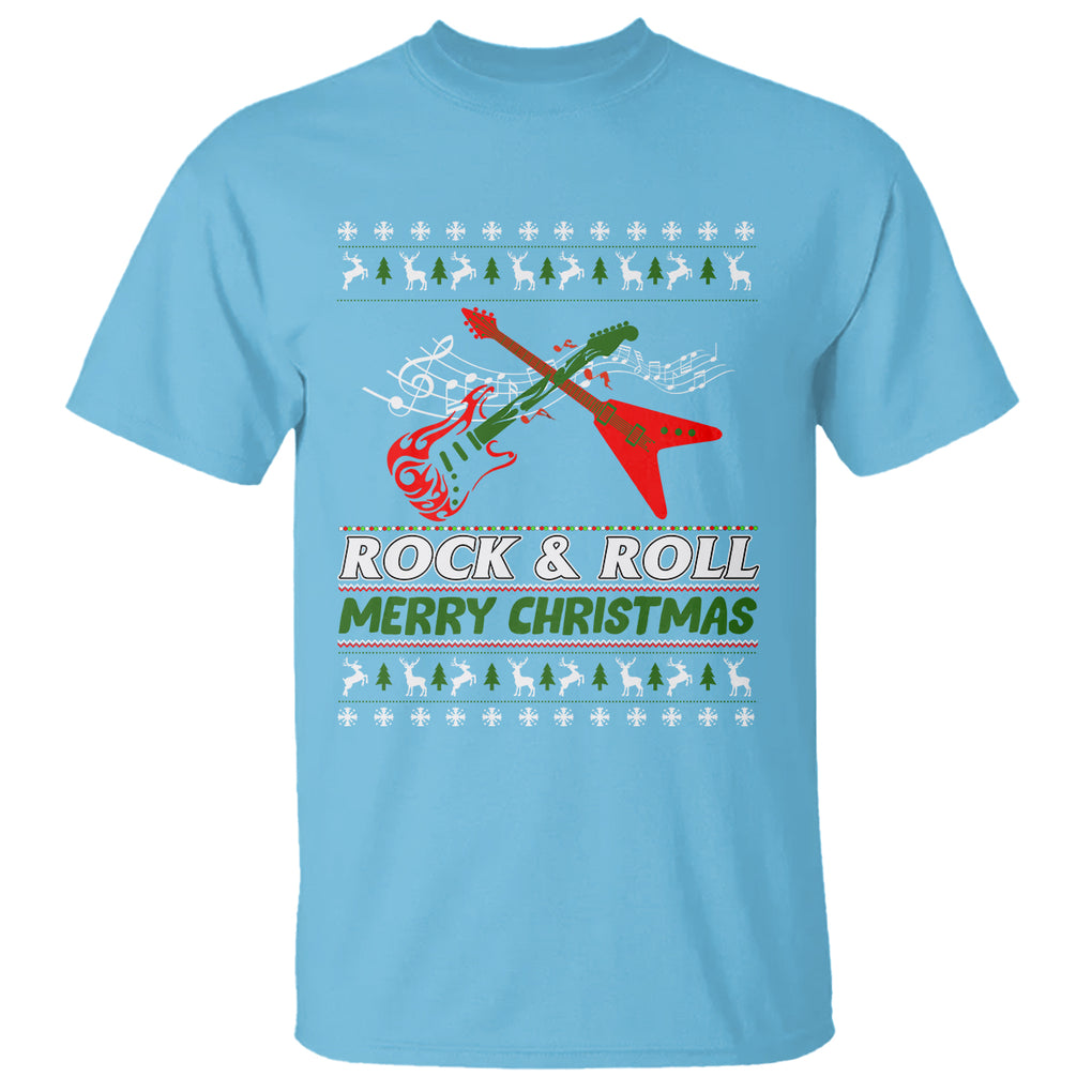 Rock And Roll Merry Christmas Electric Guitar T Shirt TS09 Printyourwear