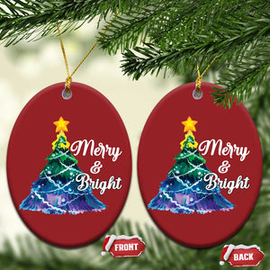 Colorful Christmas Tree Merry And Bright Christmas Ornament TS09 Oval Red Print Your Wear